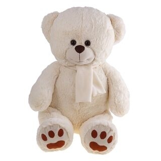 Beige teddy bear in scarf suitable for printing