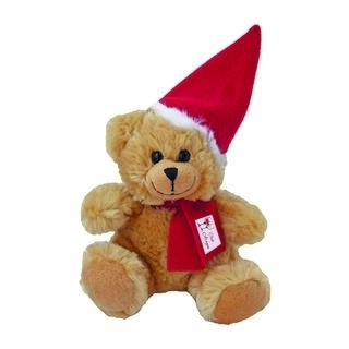 Christmas bear in cap and scarf suitable for printing